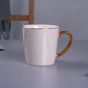 Caneca esmaltada branca pérola, copo cerâmico esmaltado arco-íris, tecido nórdico simples, copo de café da moda avançado, presente de bebidas 350ml